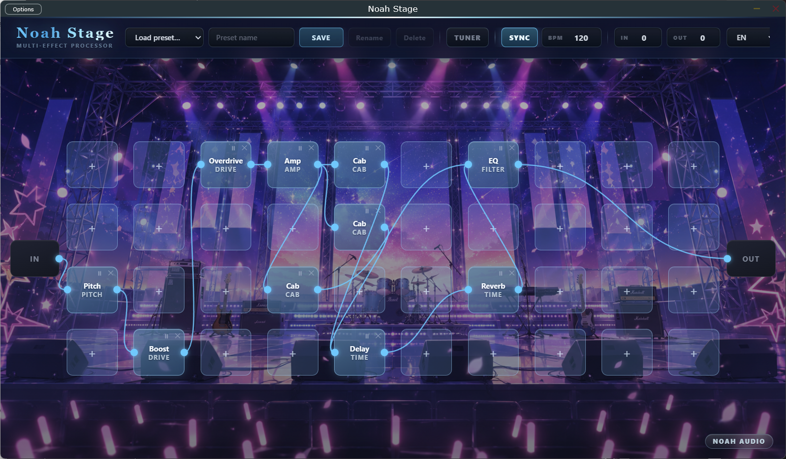 Noah Stage visual multi-effect processor interface